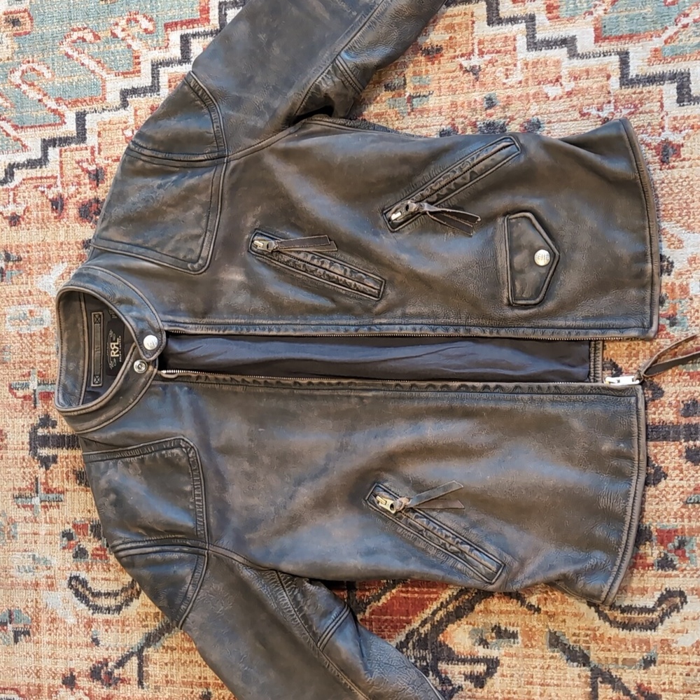 RRL Ralph Lauren Slim Fit Leather Moto Jacket